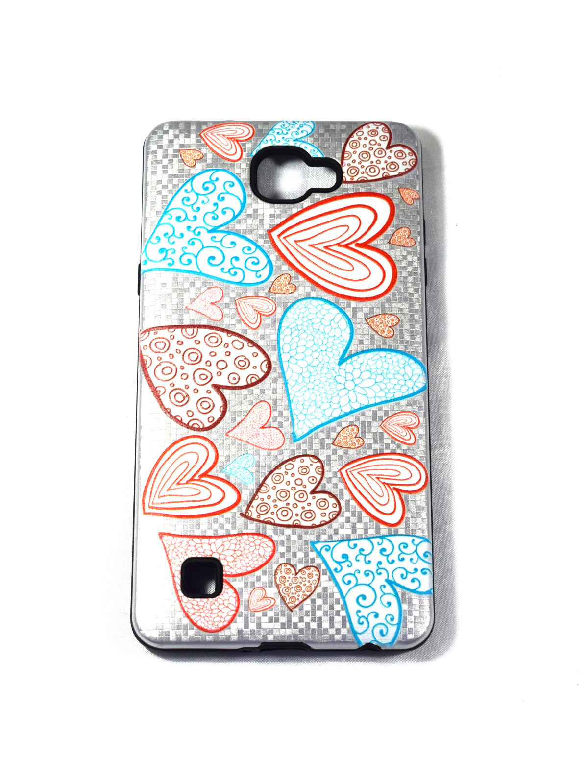 CARCASA PARA LG X POWER XCAM CON BRILLO DE CORAZONES